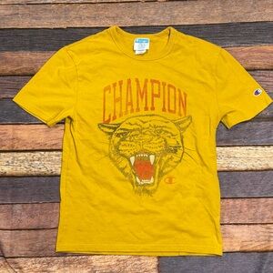 Champion Kids Mustard Yellow Graphic Tee Tshirt Sports Fashion